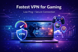 Fastest VPN for gaming showing low ping connection on PC with smooth lag-free online gameplay